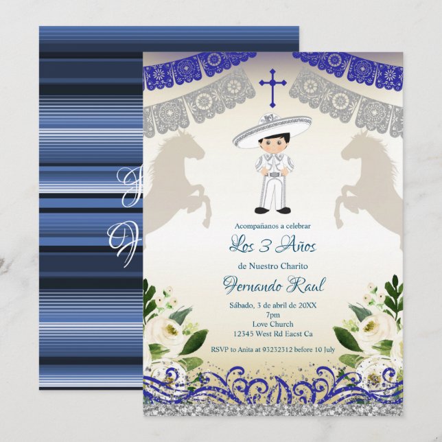Invitation Marine mexicaine Tres Anos (Devant / Derrière)