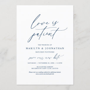 Invitation Marine minimale, l'amour est patient, mariage repo
