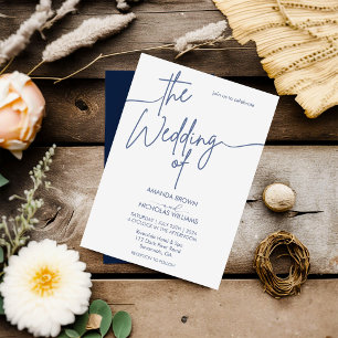 Invitation Marine minimaliste moderne et Mariage blanc