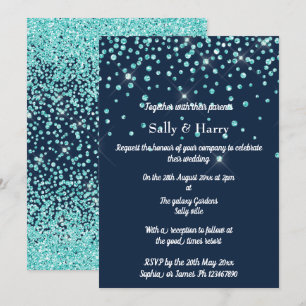 Invitation Marine Mint Diamonds mariage Aqua cristal vert