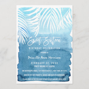 Invitation Marine moderne Blue Gold Simple Brushstrokes Sweet