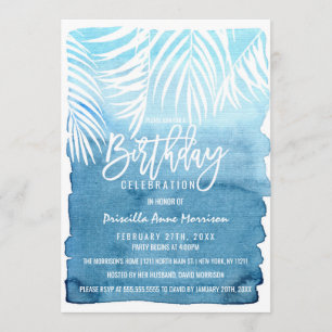 Invitation Marine moderne Blue Gold Simple Brushstrokies Anni