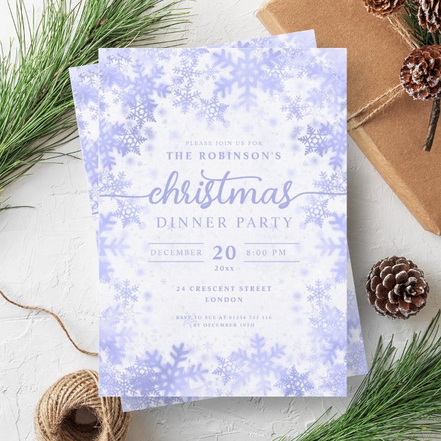 Invitation Marine moderne Blue Winter Wonderland Noël (Modern Navy Blue Winter Wonderland Christmas Invitation)