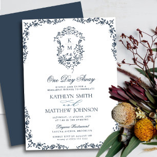 Invitation Marine Monogramme Vintage Crest Un Jour Plus Loin