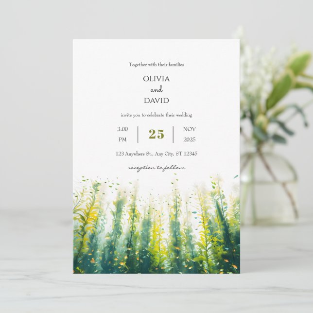Invitation Marine océanique Vie Kelp Forest Art Beach Mariage (Debout devant)