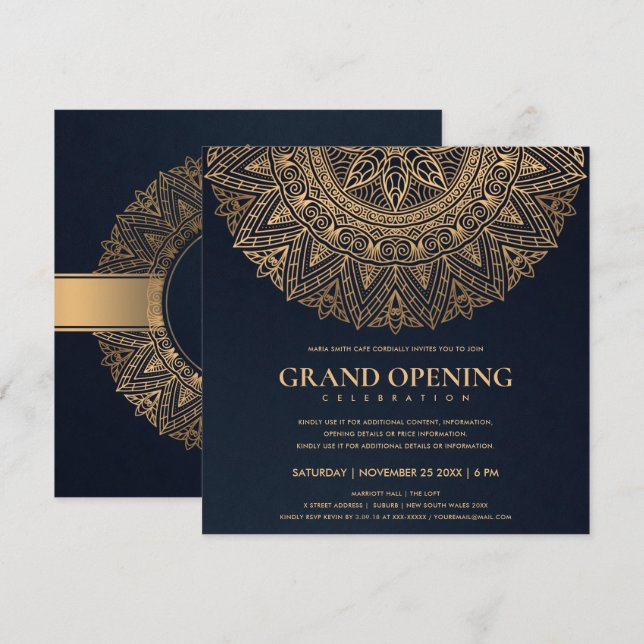 INVITATION MARINE OR CLASSIQUE ORNATE MANDALA GRAND OUVERTURE (Devant / Derrière)