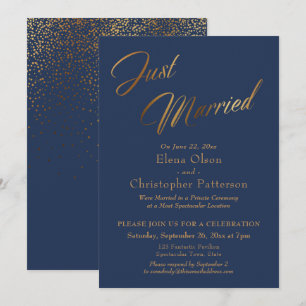 Invitation Marine & Or Marry Script Confetti Réception