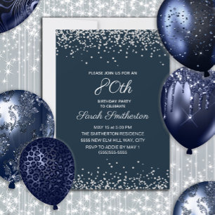 Invitation Marine Parties scintillant Diamant d'argent bleu 8