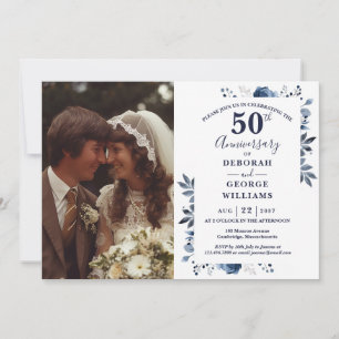 Invitation Marine Pays Floral 50e anniversaire Mariage Photo
