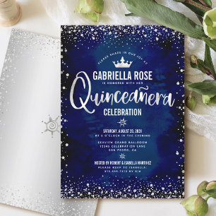 Invitation Marine Quinceañera Parties scintillant d'argent Pr