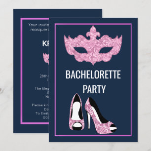 INVITATION MARINE ROSE BACHELORETTE HEELS MASQUERADE PARTY
