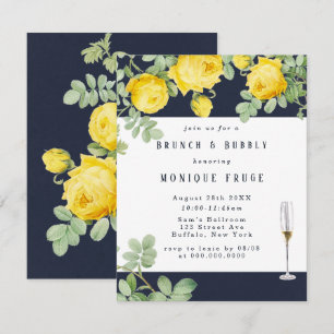 Invitation Marine Rose Jaune Rustique Brunch & Bubbly Invitat