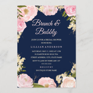Invitation Marine Rose Rose Brunch et Bubbly Fête des mariées