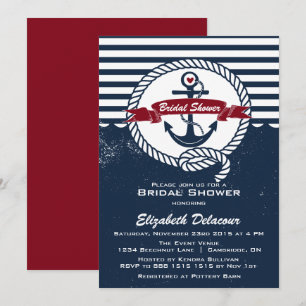 Invitation Marine Rouge Rustique Nautique Nautique Douche nup