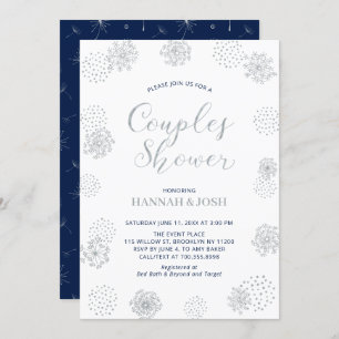 Invitation Marine & Silver Couples modernes Wedding shower In