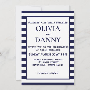 Invitation Marine Stripe Beach Mariage