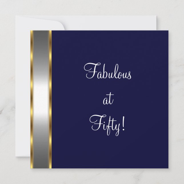 Invitation Marine White Gold Fabulous 50e fête d'anniversaire (Devant)