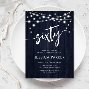 Invitation Marine White Rustic Wood 60e fête d'anniversaire