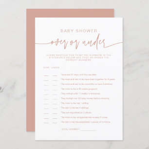 Invitation MARLO Boho Blush Pink Over Under Baby shower Game