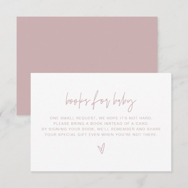 Invitation MARLO Boho Dusty Livres Roses pour Baby Card (Devant / Derrière)