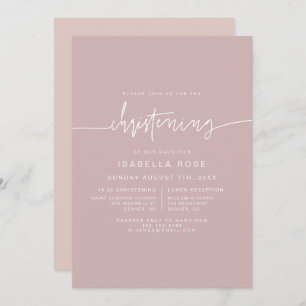 Invitation MARLO Boho Dusty Rose Rose Christening