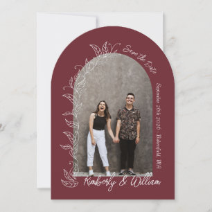 Invitation Maroon Berry Botanical Feuilles Arch Enregistrer l