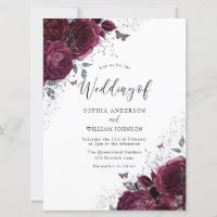 Maroon Bourgogne Rose Argent Élégant Grand Mariage