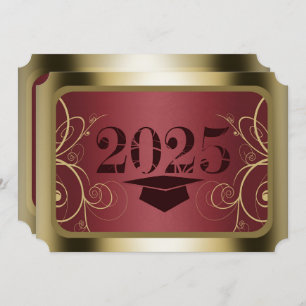 Invitation Maroon et Gold Frame Graduation Party