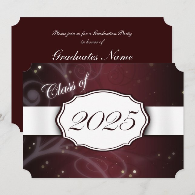 Invitation Maroon et White 2025 Graduation Party (Devant / Derrière)