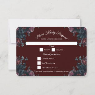 Invitation Maroon foncé Mauve Gothique Mariage élégant
