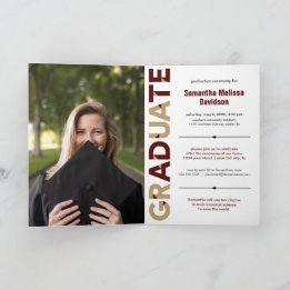 Invitation Maroon Gold Big Bold Angle-Cut Lettres Graduation