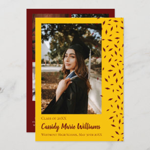 Invitation Maroon Gold Confeti Graduation