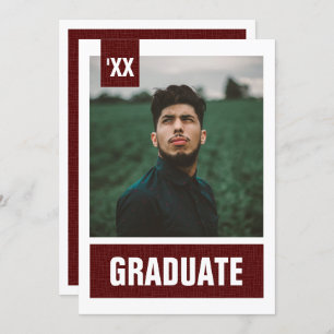 Invitation Maroon Modern Textured Photo Graduation