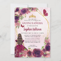 Maroon Plum Rouge or Floral Princesse Quinceañera