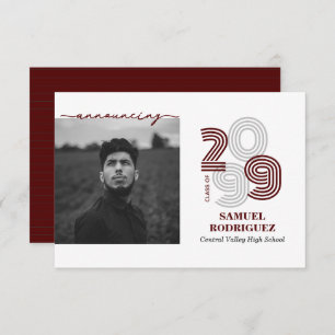 Invitation Maroon Retro Big Numbers Classe de photo
