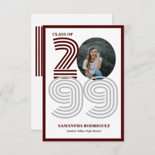 Invitation Maroon Retro Big Numbers Graduation Photo