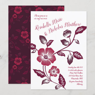 Invitation Maroon Vin Rouge foncé Floral Dogwood Flower Maria