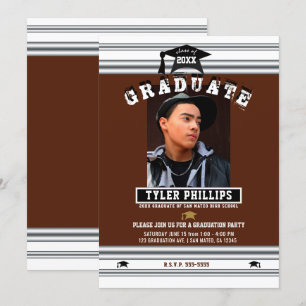Invitation Maroon White & Silver Graduation Photo Party