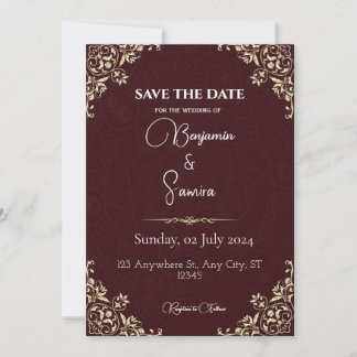 Invitation Marquer votre calendrier pour notre mariage | Enre