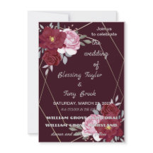 Marques à skis | Maroon Elegant Mariage calligraph