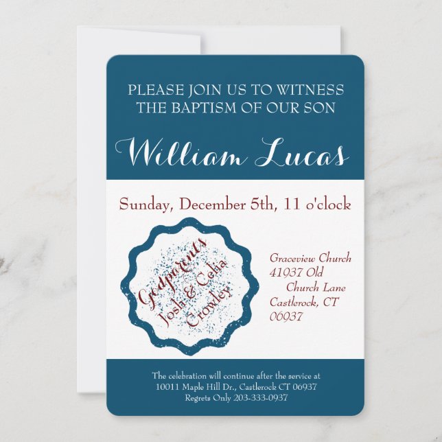 Invitation Marquez l'invitation de baptême (Devant)