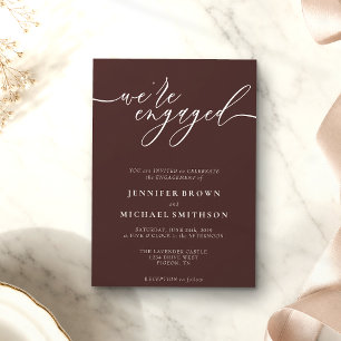 Invitation Marron Chocolat Minimal Nous sommes fiancés