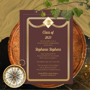 Invitation Marron   Gold Serpentine Graduation Party