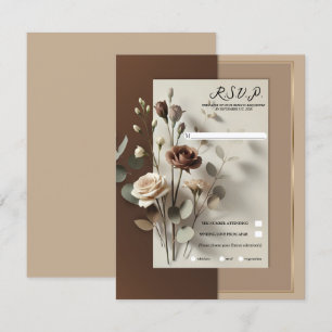 Invitation Marron neutre floral Café au Lait au moka RSVP