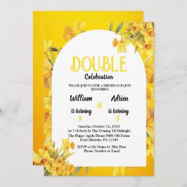 Invitation Mars naissance Daffodil Double fête Anniversaire