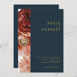Invitation Marsala Autumn Floral mariage tout en un