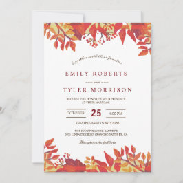 Invitation Marsala Brown Bourgogne Floral Mariage de automne