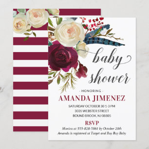 Invitation Marsala Burgundy Baby shower d'automne Neutre genr