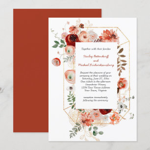 Invitation Marsala Burgundy Blush Fall Floral Mariage
