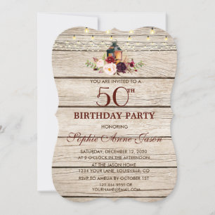 Invitation Marsala de Bourgogne Lanterne Florale 50e annivers